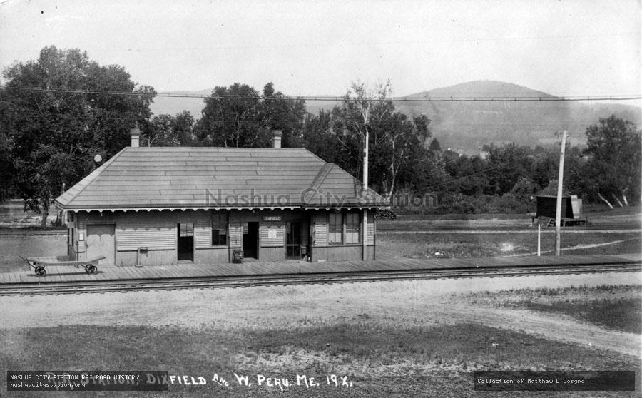 Postcard: Railroad Station, Dixfield and West Peru, Maine